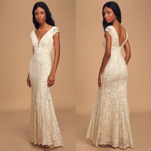 NEW* LULU’S Icing on the Cake White Lace Short Sleeve Maxi Dress | Medium